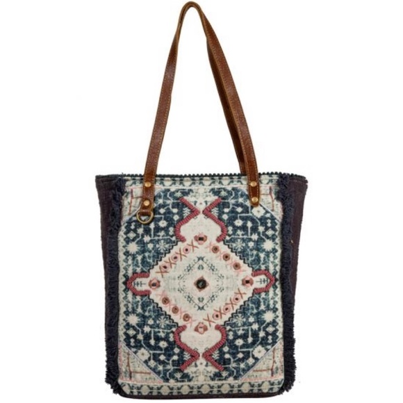 Myra Bag Handbags - ▪️Myra Handcrafted Quilted Motif/Embroidered Tote